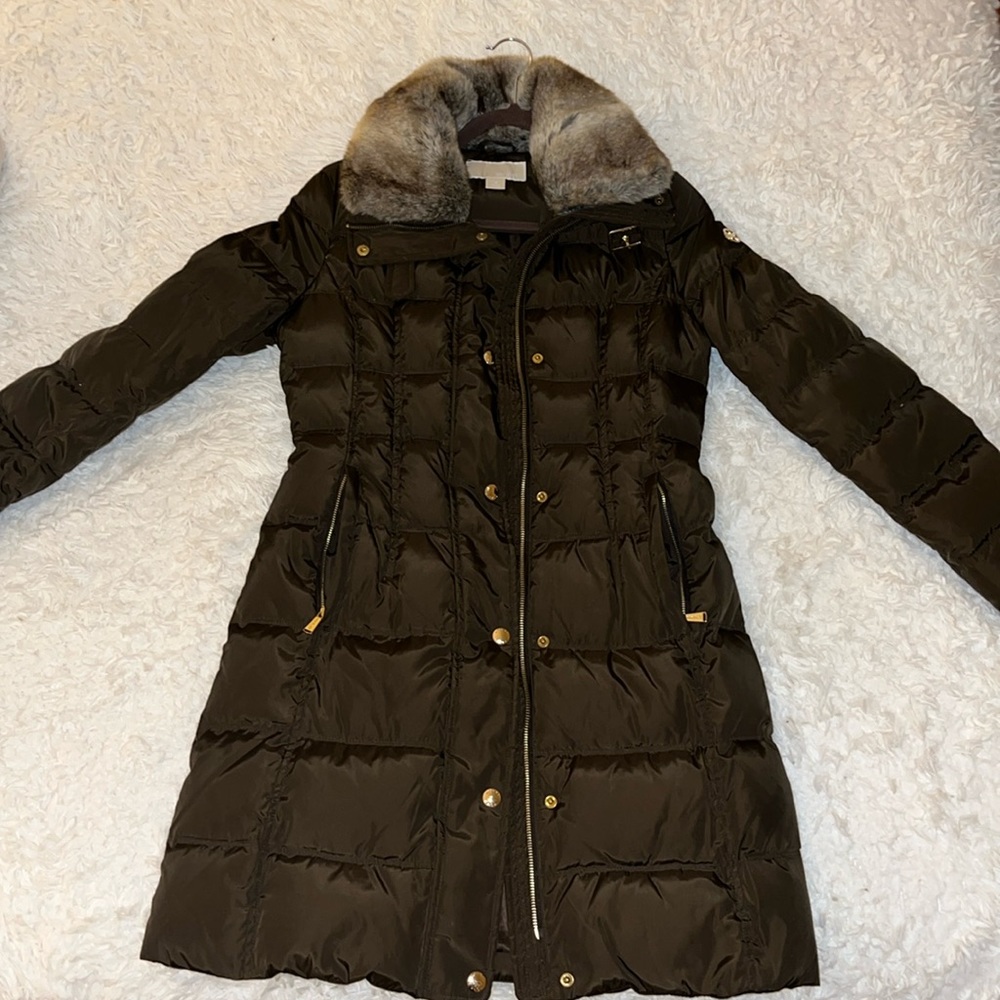 Michael Kors Olive green long coat